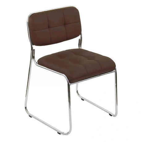Scaun asteptare piele cadru cromat HRC608 Conference Pro MARO INCHIS