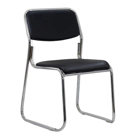 Scaun conferinta piele cadru suprapozabil HRC604 Lightex NEGRU