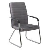 Scaun vizitatori catifea cadru cromat fix OFF833V Atrium GRI INCHIS