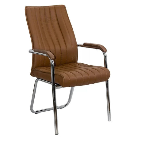 Scaun vizitatori piele cadru cromat fix HRC614 Oslo Stripes MARO INCHIS