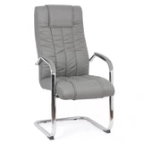 Scaun vizitatori piele cadru cromat fix OFF8115 Supreme Finesse GRI INCHIS