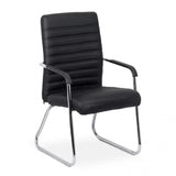 Scaun vizitatori piele cadru cromat fix OFF833 City Conference NEGRU