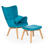 Fotoliu relaxare catifea cu otoman BUC267 Cozy Weekend TURCOAZ